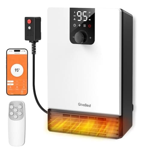 GiveBest Smart Wall Heater, 1500W Fast Heating Electric Space Heater for Indoor Use, 3 Heating Modes, Adjustable Thermostat, 24H Timer, Easy Mounted for Bedroom, Office, Home, White