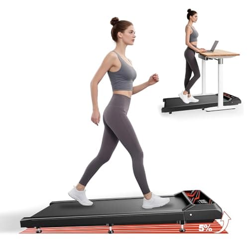 Walking Treadmill Pad with Incline, Portable Under Desk Treadmill for Home Office, 2.5 HP Quiet Compact Walking Machine with Remote & LED Display,Speed/Time/Distance/Calories