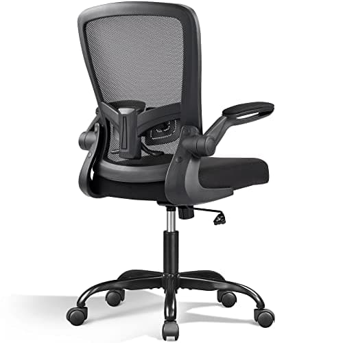 DEVAISE Office Chair, Ergonomic Desk Chair with Flip-up Armrests and Lumbar Support,Home Desk Chair Comfy with Adjustable Office Chair 300 lb Capacity, Black