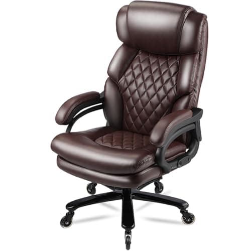 Qusaphy 800lbs Big and Tall Office Chair for Heavy People Executive Office Chair 360 Swivel Computer Desk Chair with Heavy Duty Casters Large Size Home Office Chairs (Brown)