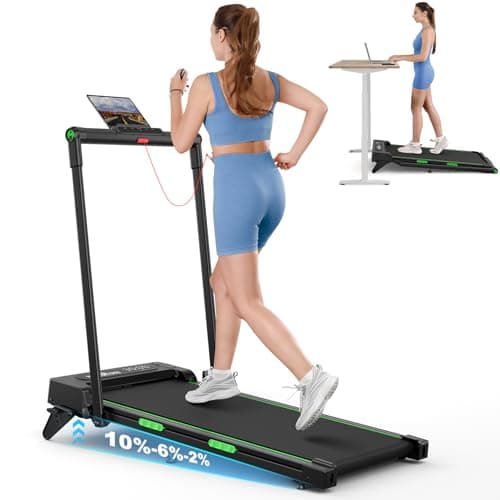 THERUN Walking Pad, 2 in 1 Foldable Treadmills for Home, 2.5HP Under Desk with Handle Bar, 16" Widened Running Belt, with Remote Control & LED Touch Screen