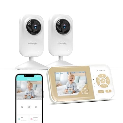 ebemate Video Baby Monitor with Two Camera, 2.8" LCD Screen with 2-Way Talk Cam Monitor and 5 Soothing Lullabies Baby Monitoring EB29-2