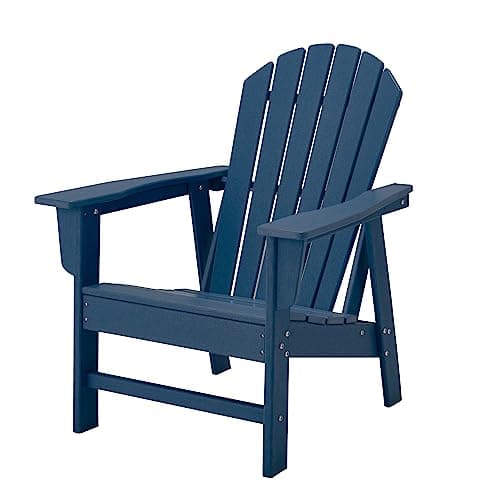 VOQNIS Outdoor Adirondack Chair, HDPE Plastic Patio Chairs for Fire Pits, Gardens, Decks, Seaside. Weather Resistant, Waterproof, Easy to Assemble (Navy Blue)