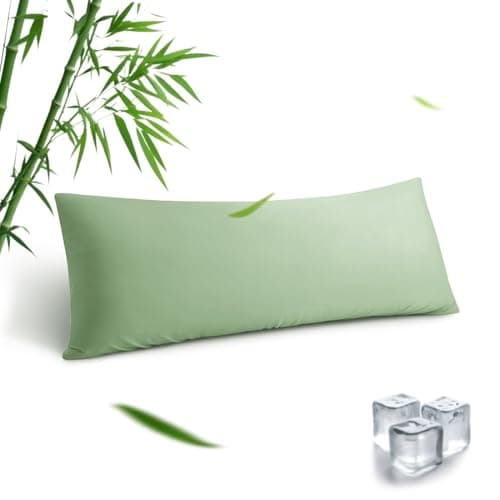 Body Pillowcase, Cooling Viscose from Bamboo Pillow Cover with Zipper Closure, Soft Moisture-Wicking for Hot Sleepers, Hair and Skin-Friendly, Green, 1 Pack
