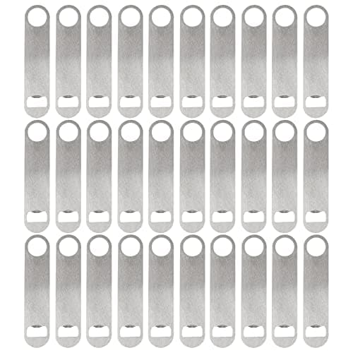 ZCYSRLQIN 30 Pcs Flat Bottle Opener 7 Inch Stainless Steel Beer bottle Openers Heavy Duty Bar Blade Solid Bottle Cap Opener Funny Bartender Bottle Opener for Kitchen Restaurant Party Supplies,Silver