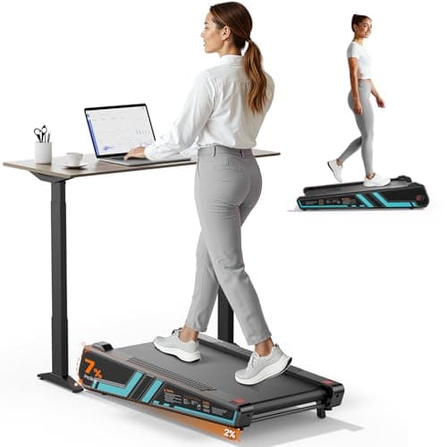 Repower Small Walking Pad for Home and Office, Portable Under Desk Treadmill with Fixed 7% Incline and Adjustable 2% Incline, 300LBS Capacity—Blue