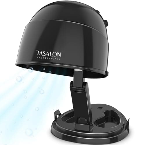 TASALON Portable Hooded Hair Dryer Bonnet, 1875W Height Adjustable Salon Home Hair Dryer with Hood, 3 Heating Settings - Black