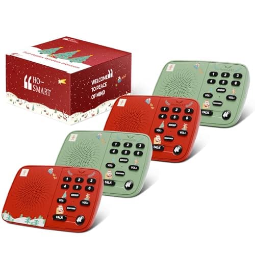 Hosmart UltraSpeak Intercoms Wireless for Home, Holiday Christmas Edition Intercom System for Home Use, Clear Sound Intercom for Business with 1300 Ft Range, Gift for Family Friend Elderly(4Packs)