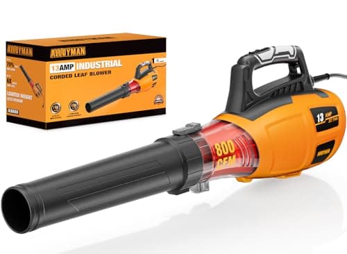 ALLOYMAN 13AMP Corded Electric Leaf Blower, 800CFM 140MPH Powerful Plug-in Blower, Lightweight & Portable Electric Leaf Blower for Lawn Care, Patio Cleaning, Yard Dust & Fallen Leaves