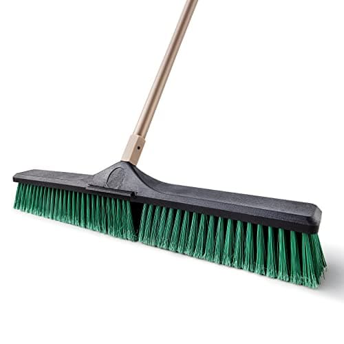 Eyliden Heavy Duty Push Broom 24" - Garage Sweeper Shop Brooms with 66" Long Handle, Outdoor Stiff Bristles Concrete Push Broom for Sidewalk Driveway Yard Patio Deck Warehouse Sweeping, Sweep Snow