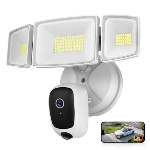 Onforu Floodlight Camera Outdoor, 5500-Lumen 2K HD Smart Security Flood Light Surveillance Cam Wired, Custom Motion Detection Zones & Light Alerts, Color Night Vision, 2-Way Audio, 24/7 Record