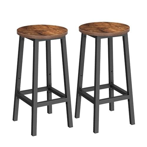 VASAGLE Bar Stools Set of 2, Counter Height Stools, Steel Frame, 25.2 Inch Tall, for Kitchen Dining, Easy Assembly, Industrial Design, Rustic Brown and Black ULBC32X