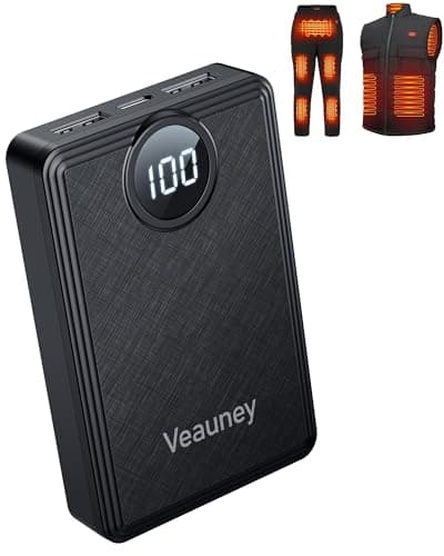 12000mAh Heated Vest Battery Pack, 5V 2A Power Bank for Heated Vest, Chair, Jacket, Blanket with LED Display, Rechargeable 5V Battery Pack for Loowoko, for KOVNLO, for WUEAOA, for TIDEWE(No 7.4V)