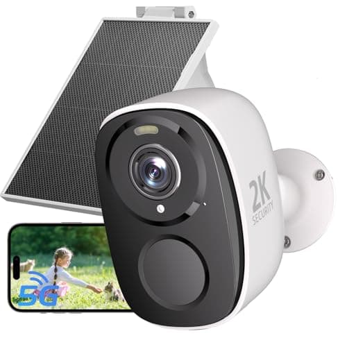 2.4&5ghz WiFi Solar Security Cameras Wireless Outdoor,2K QHD Home Security System, Solar Cameras Kit with 130° Ultra-Wide View, 2-Way Talk, IP65,Color Night Vision, Spotlight & Siren (1, White)