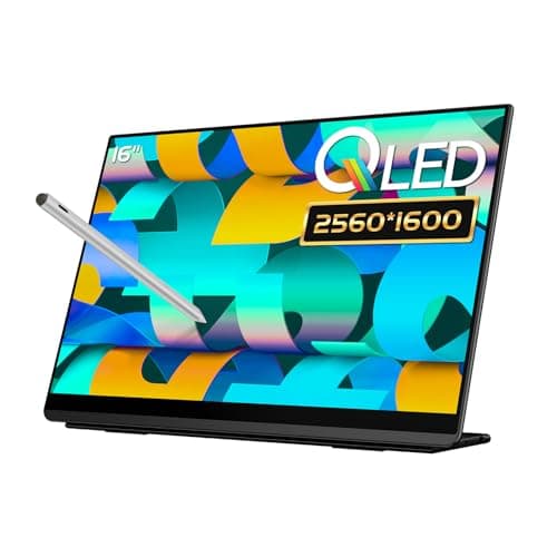 EHOMEWEI Q3 Portable Touchscreen Monitor with Stylus Pen, 2.5K 60Hz 16'' 2560 * 1600, 400 Nit HDR Brightness, FreeSync, Eye Care, Laptop/PC/Phone/Game Console