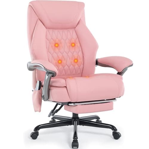 Massage Office Chair with Heating Function & Footrest, 6-Point Vibration, Ergonomic Executive Reclining Desk Chair with Padded Seat for Relaxation, Comfort & Stress Relief