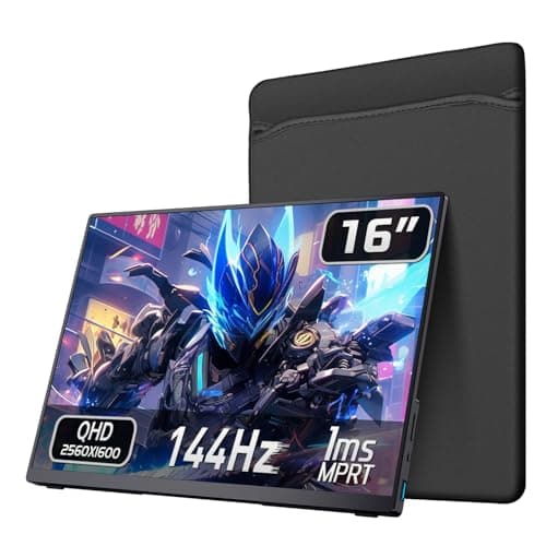 VOKENSU Portable 2K 144Hz Monitor, 16" 2560x1600 QHD Gaming HDR FreeSync, Ultra Slim Travel Screen w/Kickstand & Speaker for Laptop Switch Xbox PS5/4