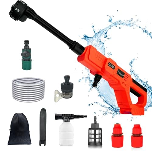 Car Power Washer for Milwaukee 18V Battery 48-11-1850,1000PSI Portable Pressure Cleaner with 6-in-1 Nozzle Soap Container for Car Floor Fence Wall Cleaning (Battery Not Included)