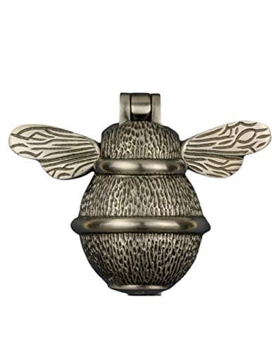 Bee Door Knocker for Front Door | Polished Solid Brass Bee | Brass Knockers with Strike Plate | UPVC | Bumblebee Front Door Furniture with a Unique Design (Pewter)