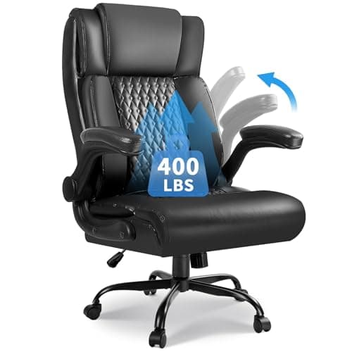 VITESSE Executive Office Chair,Heavy Duty Chair with Flip up Armrest,Ergonomic High Back Computer Gaming Chairs Home Office 400lbs, Big and Tall Office Chair with Lumbar Support(Black)