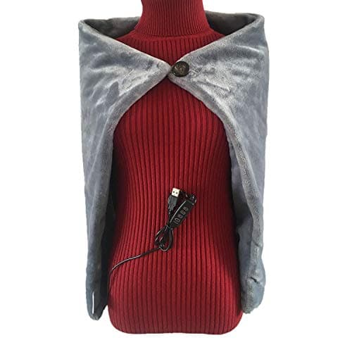 CEBUY USB Electric Blanket, Heated Shawl Throws 5V/2A-3 Heating Levels & 3 Hours Auto Off Scarf Neck Shoulder Blanket (Grey)