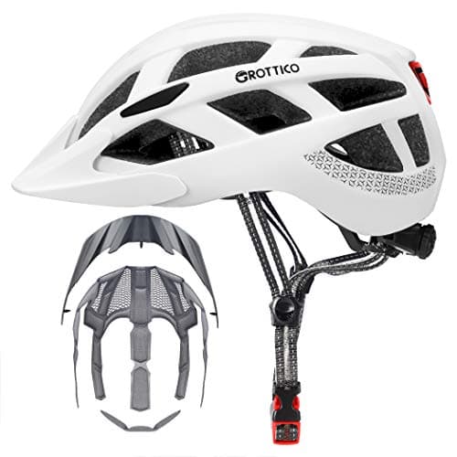 Adult-Men-Women Bike Helmet with Light - Mountain Road Bicycle Helmet with Replacement Pads & Detachable Visor