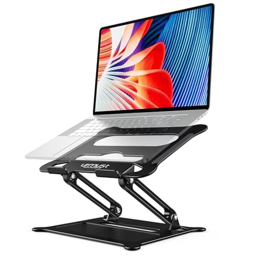 Urmust Laptop Notebook Stand Holder Adjustable Laptop Stand Portable Computer Riser Compatible with MacBook Air Pro HP Dell XPS Lenovo All Laptops 10-15.6"(Black)
