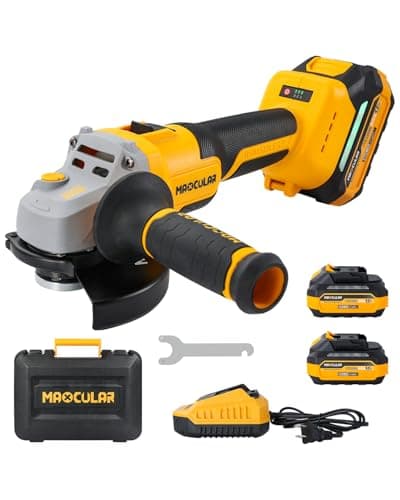 MAXCULAR Cordless Angle Grinder 4-1/2-Inch to 5-Inch,2x4.0 AH Battery Grinder Tool,9600 RPM Brushless Power Grinder,3 Variable Speeds Metal Grinder with Auxiliary Handle for Cutting,Grinding,Polishing