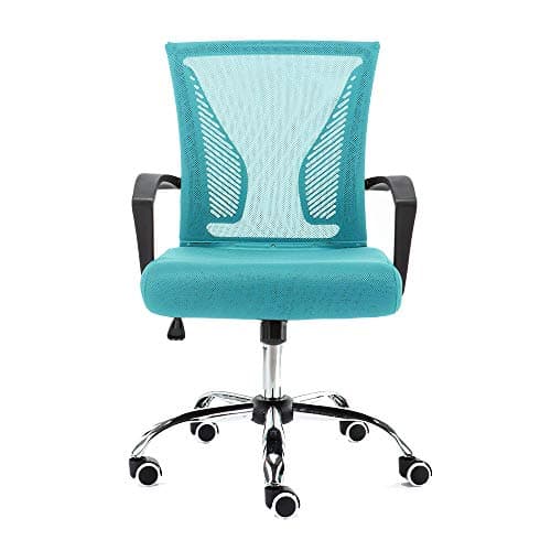 Modern Home Zuna Mid-Back Office Task Chair - Ergonomic Back Supporting Mesh Back Desk Chair (Black/Aqua)