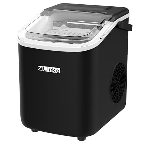 Countertop Ice Maker Machine - 6 Mins 9 Bullet Ice, 26.5lbs/24Hrs, Portable With Self-Cleaning, Scoop, and Basket (Black)