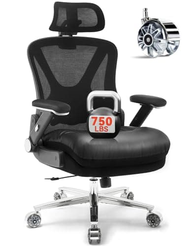 750lbs Ergonomic Office Chair,Upgrade Big and Tall Office Chairs for Heavy People,Mesh High Back Desk Chair with 5D Flip Arms Large Wheels,Adjustable Headrest & Lumbar Support,Wide Chairs