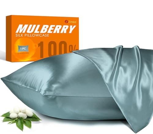 100% Mulberry Silk Pillowcase for Hair and Skin, 22 Momme Pure Natural Silk Pillow Case Both Sided with Zipper, Pillow Cover for Women Mom Men (Airy Blue, Queen 20''×30'', 1 Pack)