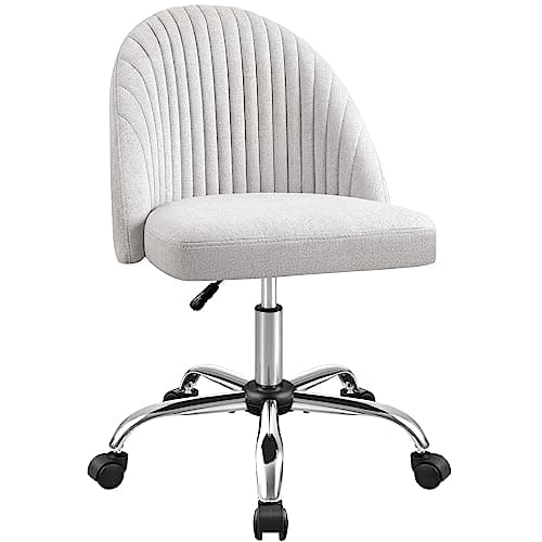 Furniwell Office Chair Armless Cute Desk Chair Modern Adjustable Swivel Vanity Task Computer Chair Home Office Desk Chairs with Wheels (Fabric, Grey)