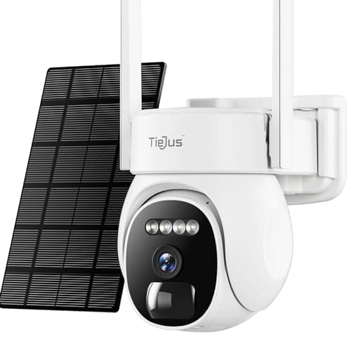 TIEJUS 5G Security Cameras Wireless Outdoor, 2K Solar Cameras Outdoor Wireless, Home Security Surveillance Camera, 360° PTZ/Color Night Vision/2Way Talk/Compatible with Alexa/IP66 Waterproof (White)