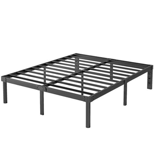 Viisari King Bed Frame 18 Inch Metal Bed Frame King Heavy Duty Platform King Size Bed Frame No Box Spring Needed Easy Assembly Noise Free Black