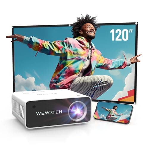 WEWATCH 18500LM 4K Support Video Projector, Native 1080P WiFi Bluetooth Outdoor Movie Projector with 120" Screen, Max 450" Display, Compatible with TV Stick, iOS Android