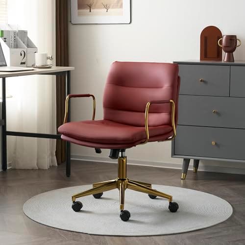Sepnine Velvet Fabric Swivel Task Chair for Home Office Comfortable Chair with Dirt-Proof (Burgundy PU(208))