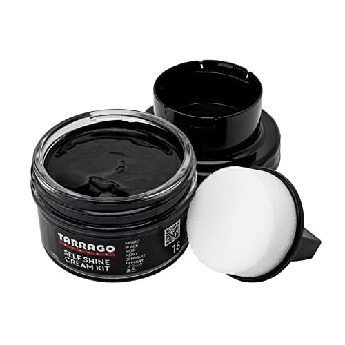 Tarrago Self Shine Cream Kit - Provides Long-Lasting Shine & Waterproof Protection - Comes with Applicator Sponge - Perfect for Smooth, Natural or Synthetic Leather, 50 ml /1.69 fl.oz, Black