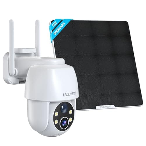MUBVIEW 5W Solar Security Cameras Wireless Outdoor, 360° PTZ Battery Powered Outdoor Camera Plus, 2.4Ghz WiFi Security Camera for Home, 2K, Color Night Vision, Motion Detection,9000 mAh Battery