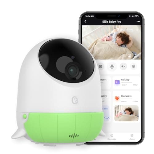 Ellie Baby Monitor with Camera and Audio, Face Covered Alert, AI Cry Soothing Lullaby, 2K HD Camera, Auto Photo Capture, Infrared Night Vision, Sleep Analysis, Temp& Humidity Detection