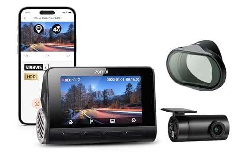 70mai New Dash Cam A810 with 70mai Dash Cam Accessory for Car Camera, Dual HDR Front and Rear Cam,Built in GPS,Night Owl Vision,Support 256GB Max,Smart Parking Guardian Mode,AI Motion Detection