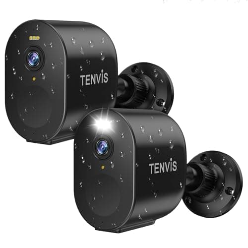 TENVIS Security Camera Wireless, 2K 4MP HD Surveillance Camera for Home/Outdoor, 2.4G WiFi, 33ft Color Night Vision, IP65 Weatherproof, 2-Way Voice, Perfect for Yard & Driveway (2 Pack) Black