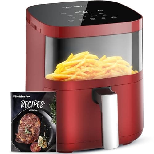 Air Fryer, Beelicious 8-In-One Smart Compact 4QT Air Fryers, with Viewing Window, 450°F Digital Airfryer with Flavor-Lock Tech, Dishwasher-Safe & Nonstick,Fit for 1-3 People, Red