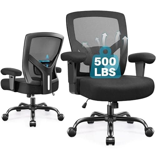 FelixKing Big and Tall Office Chair 500lbs - Heavy Duty Ergonomic Mesh Desk Chair for Heavy People Computer Chair with Extra Wide Thick Seat Armrests and Adjustable Lumbar Support Swivel Wheels