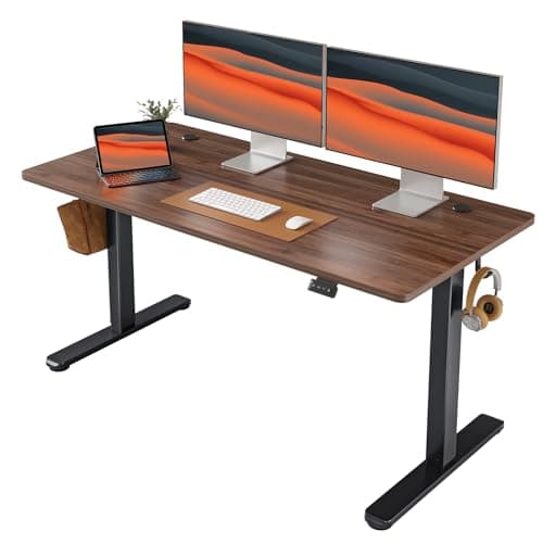FEZIBO Electric Standing Desk Adjustable Height, 55 x 24 Inch Sit and Stand Desk, Home Office Desk, Ergonomic Workstation Computer Desk, Black Walnut