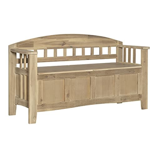Linon Frankie Natural Wood Washed Storage Bench