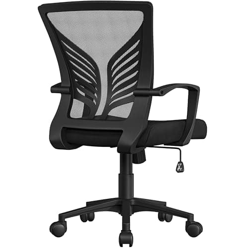 Yaheetech Mesh Office Chair Desk Computer Chair Ergonomic Mid Back with Lumbar Support Adjustable Height for Home Office, Black