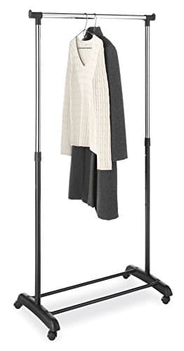 Whitmor Deluxe Adjustable Garment Rack-Rolling Clothes Organizer,Black and Chrome, 18.5" D x 33" W x 66" H