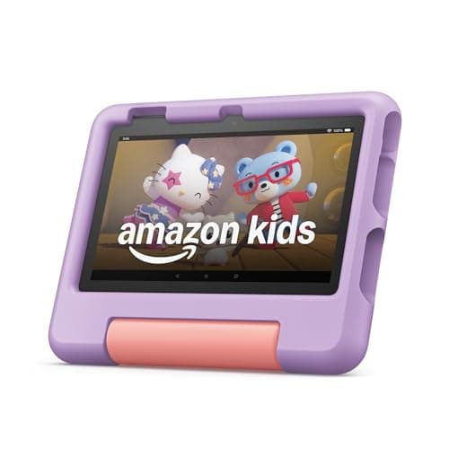 Amazon Fire 7 Kids tablet (newest model) ages 3-7. Top-selling 7" kids tablet on Amazon. Includes 6 months of ad-free and exclusive content, easy parental controls, 10-hr battery, 16 GB, Purple