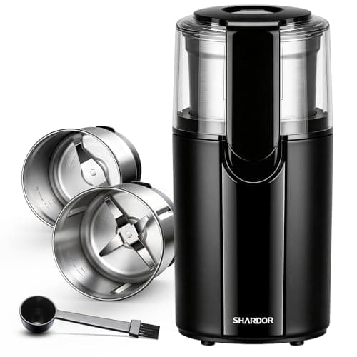 SHARDOR Coffee Grinder Electric, Spice, Herb, Grinder for Coffee Bean Spices and Seeds with 2 Removable Stainless Steel Bowls, Black